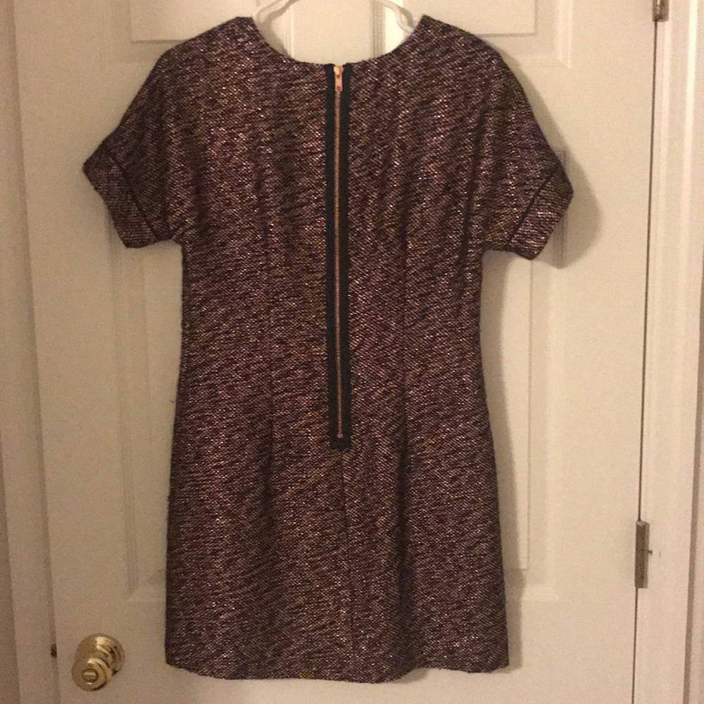 Metallic Rose Gold Tweed Shift Dress